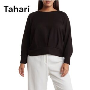 015 NWT Tahari Crewneck Scuba Women's Black Sweatshirt